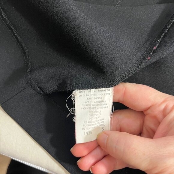 Leslie Fay women's blouse 8 black button down black white collar short sleeve - Picture 7 of 8